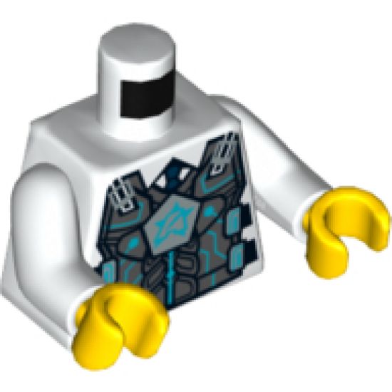 Torso Body Armor with Dark Azure Ultra Agents Logo on Silver Pentagon over Shirt and Dark Blue Tie Pattern / White Arms / Yellow Hands
