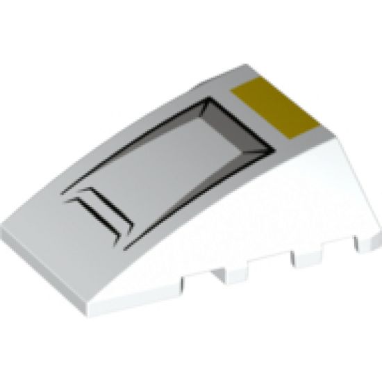 Wedge 4 x 4 No Studs with X-wing Nose, Hull Plates and Yellow Stripe Pattern