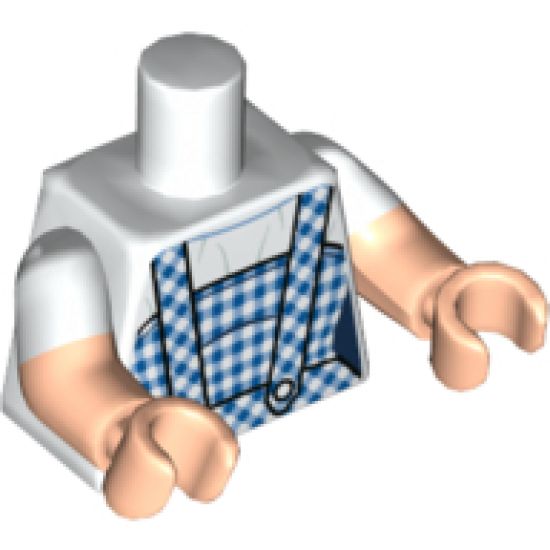 Torso Female with Dark Blue and Bright Light Blue Gingham Dress Pattern / Light Nougat Arms with White Short Sleeves Pattern / Light Nougat Hands