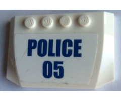 Wedge 4 x 6 x 2/3 Triple Curved with Blue 'POLICE' and '05' on White Background Pattern (Sticker) - Set 60140