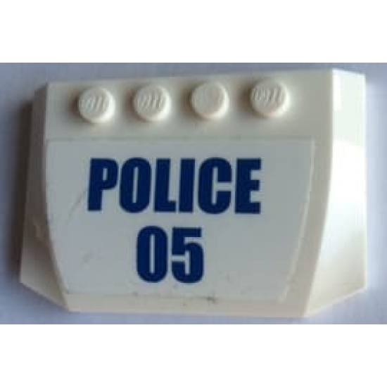 Wedge 4 x 6 x 2/3 Triple Curved with Blue 'POLICE' and '05' on White Background Pattern (Sticker) - Set 60140