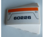 Wedge 4 x 4 No Studs with Dark Blue '60226', Orange Stripe, Dark Bluish Gray Lines Pattern Model Left Side (Sticker) - Set 60226