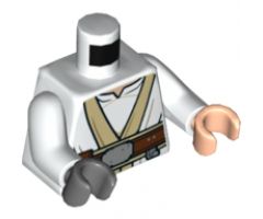 Torso SW White and Tan Jedi Robe with Reddish Brown Belt Pattern (Luke Skywalker) / White Arms / Light Nougat Hand Left / Dark Bluish Gray Hand Right