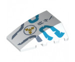 Wedge 4 x 4 No Studs with Ninjago Logogram 'ICE', Gold Zane Symbol, Sand Blue and Dark Azure Swirls Pattern