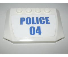 Wedge 4 x 6 x 2/3 Triple Curved with Blue 'POLICE' and '04' on White Background Pattern (Sticker) - Set 60139