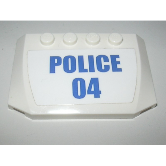 Wedge 4 x 6 x 2/3 Triple Curved with Blue 'POLICE' and '04' on White Background Pattern (Sticker) - Set 60139