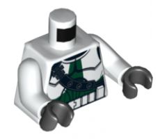 Torso SW Armor Clone Trooper with Shoulder Belt and Dark Green Markings Pattern / White Arms / Black Hands