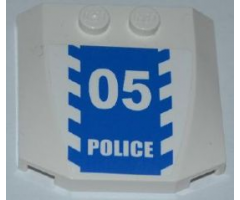 Wedge 4 x 4 x 2/3 Triple Curved with Blue and White Danger Stripes and White '05 POLICE' on Blue Background Pattern (Sticker) - Set 3648