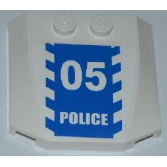 Wedge 4 x 4 x 2/3 Triple Curved with Blue and White Danger Stripes and White '05 POLICE' on Blue Background Pattern (Sticker) - Set 3648