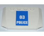 Wedge 4 x 6 x 2/3 Triple Curved with White '03 POLICE' on Blue Background Pattern (Sticker) - Set 7286