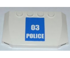 Wedge 4 x 6 x 2/3 Triple Curved with White '03 POLICE' on Blue Background Pattern (Sticker) - Set 7286