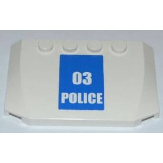 Wedge 4 x 6 x 2/3 Triple Curved with White '03 POLICE' on Blue Background Pattern (Sticker) - Set 7286