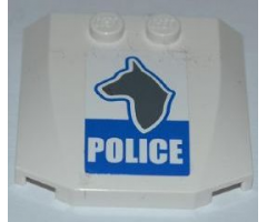 Wedge 4 x 4 x 2/3 Triple Curved with Dog Head and White 'POLICE' on Blue Background Pattern (Sticker) - Set 7285