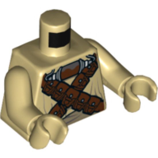 Torso SW Tusken Raider with Reddish Brown Crossed Belts with Pouches and Breathing Apparatus Pattern / Tan Arms / Tan Hands