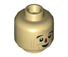 Minifigure, Head Reddish Brown Eyebrows, Dark Red Nose, Dark Orange Contours Pattern - Hollow Stud