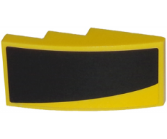 Slope, Curved 4 x 2 with Thick Curved Black Stripe on Yellow Background Pattern Model Left Side (Sticker) - Set 75870