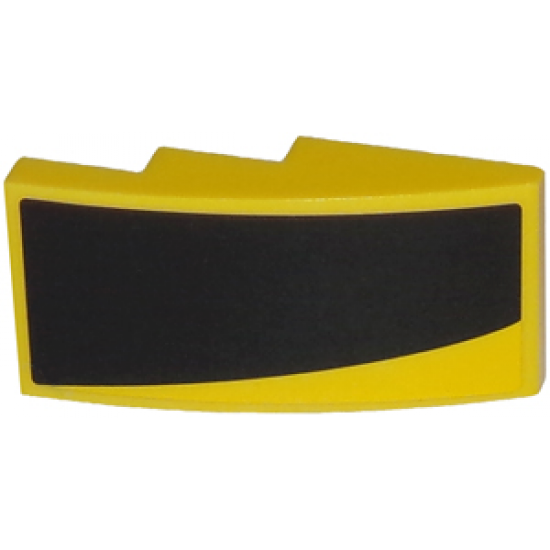 Slope, Curved 4 x 2 with Thick Curved Black Stripe on Yellow Background Pattern Model Left Side (Sticker) - Set 75870