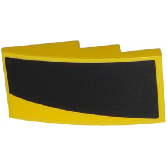 Slope, Curved 4 x 2 with Thick Curved Black Stripe on Yellow Background Pattern Model Right Side (Sticker) - Set 75870