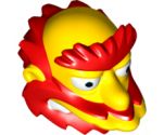 Minifigure, Head, Modified Simpsons Groundskeeper Willie with Red Beard, Eyebrows and Hair Pattern