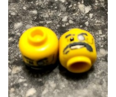 Minifigure, Head Glasses with Monocle on Chain and Bushy Dark Bluish Gray Eyebrows and Moustache Pattern - Hollow Stud