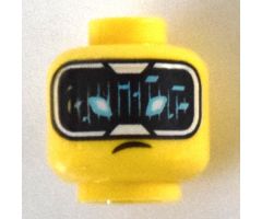 Minifigure, Head Dual Sided, Reddish Brown Eyebrows, Medium Nougat Freckles / HUD with Black Screen, Medium Azure Highlights Pattern - Hollow Stud