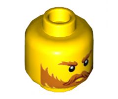 Minifigure, Head Orange Eyebrows, Moustache, and Beard, Dark Red Highlights Pattern - Hollow Stud