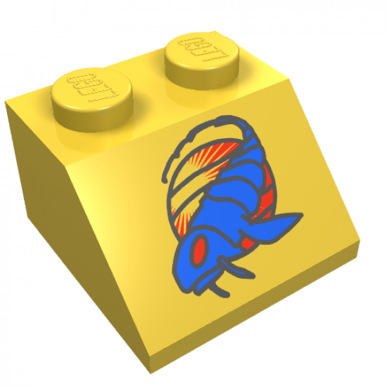 Slope 45 2 x 2 with SW Blue Segmented Fish Pattern