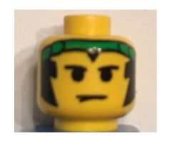 Minifigure, Head Male Sideburns and Green Bandana Pattern - Blocked Open Stud