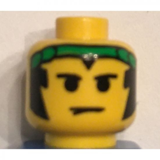 Minifigure, Head Male Sideburns and Green Bandana Pattern - Blocked Open Stud