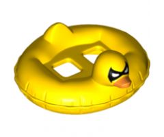 Minifigure, Utensil Swim Ring / Floatie Duck Inflatable with Black Batman Mask and Orange Bill Pattern