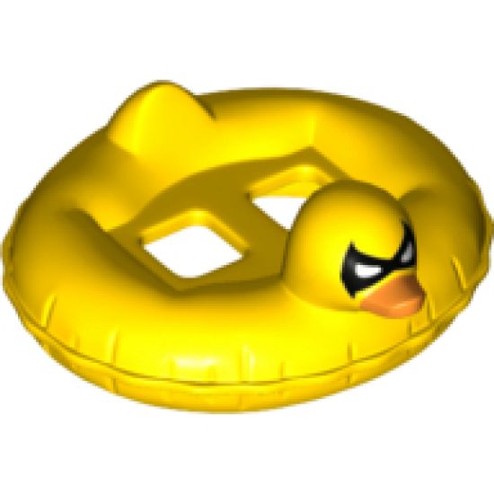 Minifigure, Utensil Swim Ring / Floatie Duck Inflatable with Black Batman Mask and Orange Bill Pattern