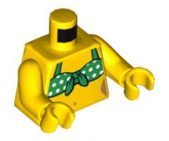 Torso Female with Green Tied-On Bikini Top with White Dots Pattern / Yellow Arms / Yellow Hands