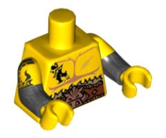 Torso Bare Chest with Dragon Tattoo and Boar Head Belt Pattern / Yellow Arms with Pearl Dark Gray Cuffs and Dragon on Right Arm Pattern / Yellow Hands