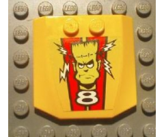 Wedge 4 x 4 x 2/3 Triple Curved with Frankenstein Monster Head and White Number 8 Pattern (Sticker) - Set 8670