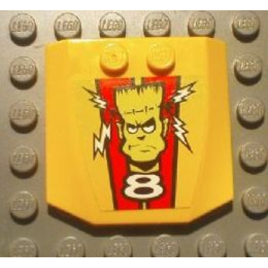 Wedge 4 x 4 x 2/3 Triple Curved with Frankenstein Monster Head and White Number 8 Pattern (Sticker) - Set 8670