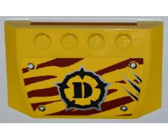 Wedge 4 x 6 x 2/3 Triple Curved with 4 Rivets, 3 Claw Scratch Marks and Dino Logo on Dark Red Tiger Stripes Pattern (Sticker) - Set 5887