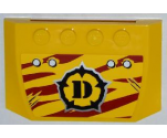 Wedge 4 x 6 x 2/3 Triple Curved with 4 Rivets, Narrow Claw Scratch Marks and Dino Logo on Dark Red Tiger Stripes Pattern (Sticker) - Set 5886