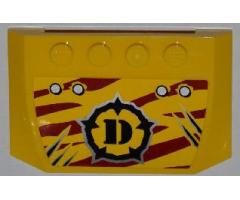 Wedge 4 x 6 x 2/3 Triple Curved with 4 Rivets, Wide Claw Scratch Marks and Dino Logo on Dark Red Tiger Stripes Pattern (Sticker) - Set 5884