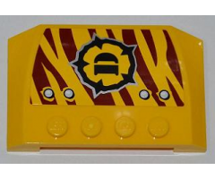 Wedge 4 x 6 x 2/3 Triple Curved with 4 Rivets and Dino Logo on Dark Red Tiger Stripes Pattern Model Left Side (Sticker) - Set 5888