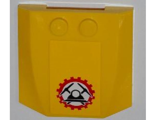 Wedge 4 x 4 x 2/3 Triple Curved with Miners Logo (Helmet with Crossed Pickaxes in Gear) Pattern (Sticker) - Sets 4200 / 4201