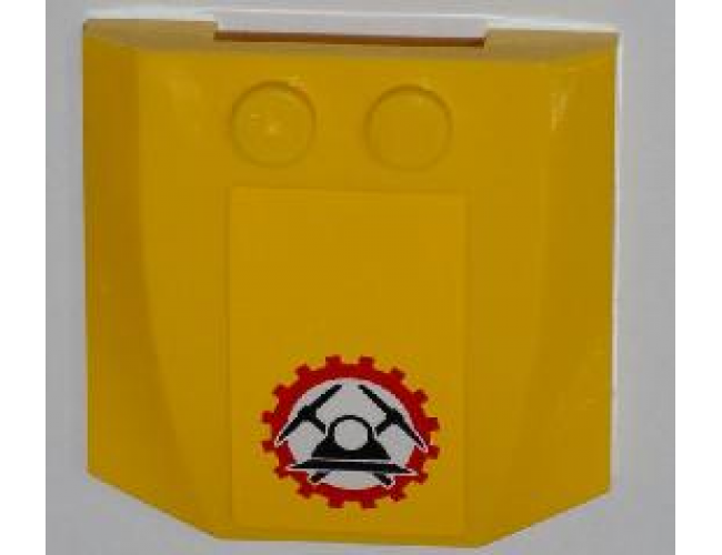 Wedge 4 x 4 x 2/3 Triple Curved with Miners Logo (Helmet with Crossed Pickaxes in Gear) Pattern (Sticker) - Sets 4200 / 4201