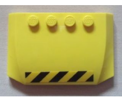 Wedge 4 x 6 x 2/3 Triple Curved with Black and Yellow Danger Stripes Pattern (Sticker) - Set 7249