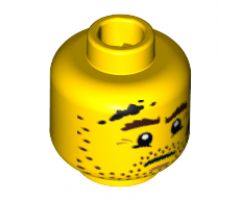 Minifigure, Head Beard Stubble, Brown Eyebrows, Drop of Sweat and Black Stains Pattern - Hollow Stud