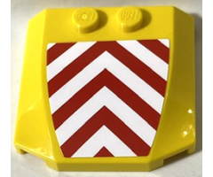 Wedge 4 x 4 x 2/3 Triple Curved with Red and White Danger Chevrons Pattern (Sticker) - Set 7747