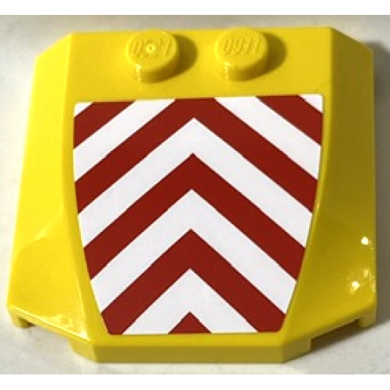 Wedge 4 x 4 x 2/3 Triple Curved with Red and White Danger Chevrons Pattern (Sticker) - Set 7747