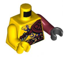Torso Ninjago Bare Chest Muscles, Purple Snake Tattoo, Shoulder Pad, Snake Buckle Pattern / Dark Red Arm and Black Hand Left / Yellow Arm and Hand Right