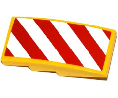 Slope, Curved 4 x 2 with Red and White Danger Stripes Pattern Model Right Side (Sticker) - Set 60076