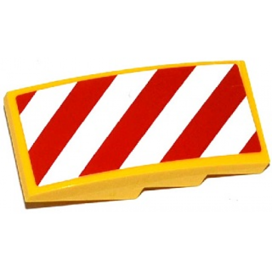 Slope, Curved 4 x 2 with Red and White Danger Stripes Pattern Model Left Side (Sticker) - Set 60076