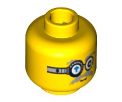 Minifigure, Head Dual Sided Power Miner Glasses with Blue Arrow, Gray Eyebrows, Moustache, Mouth Closed / Mouth with Teeth Pattern - Blocked Open Stud