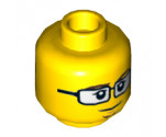 Minifigure, Head Dual Sided Black Glasses, Brown Eyebrows and Goatee, Closed Mouth / Scared Open Mouth Pattern - Hollow Stud